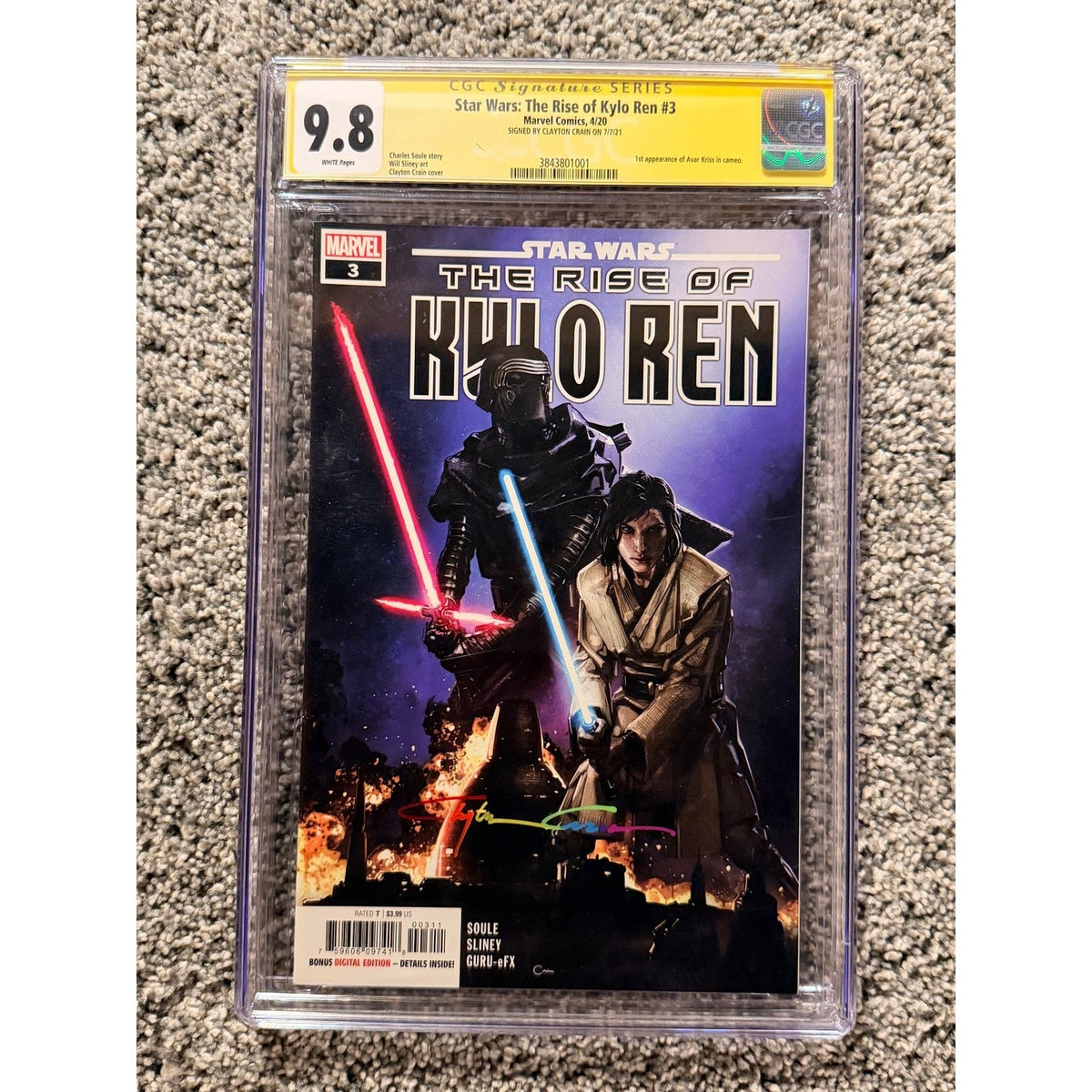 Star Wars: The Rise of Kylo Ren #3 Comic Book, CGC 9.8, Signed by Clayton Crain