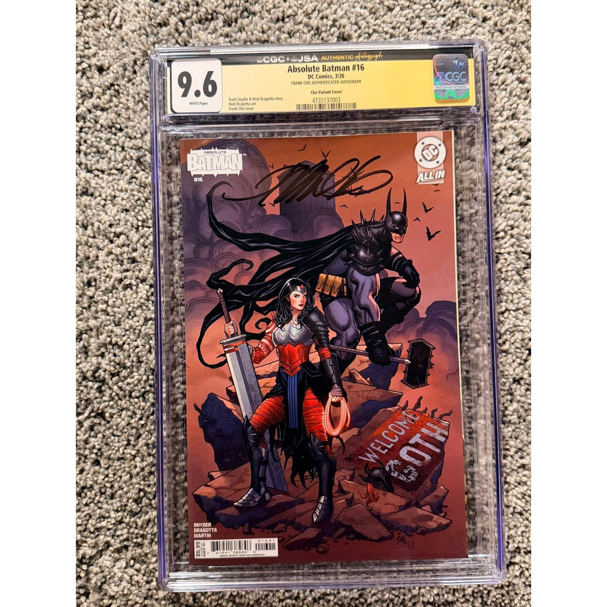 CGC 9.6 Signed Frank Cho Absolute Batman #16 Cho Variant Cover