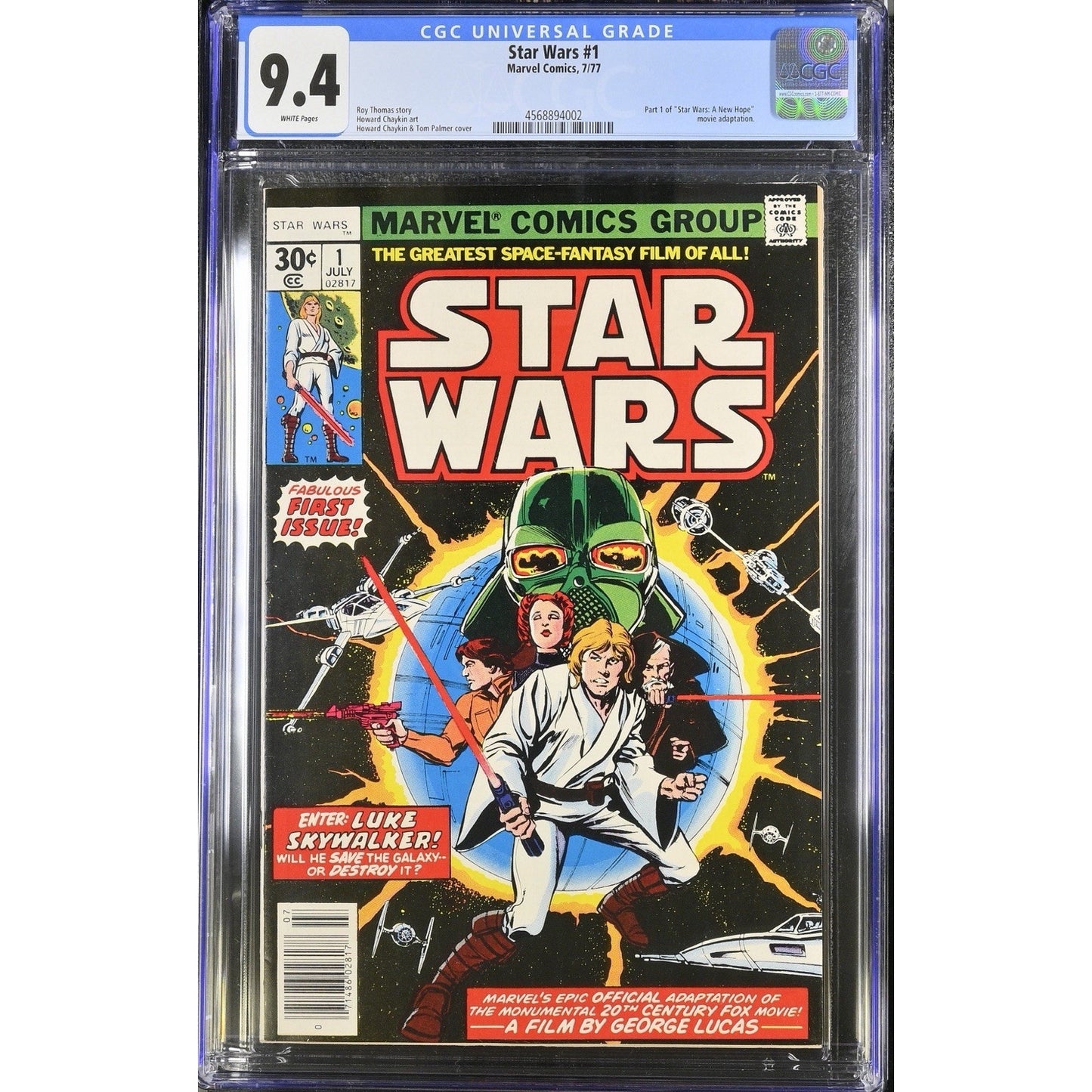 STAR WARS #1 CGC 9.4 NM 1977 1ST PRINT LUKE SKYWALKER DARTH VADER HAN SOLO R2-D2