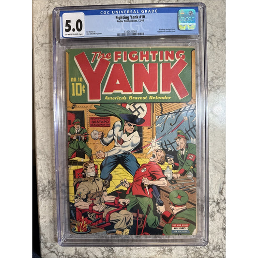 FIGHTING YANK #10 CGC 5.0 Bondage Torture COVER GOLDEN AGE 1944