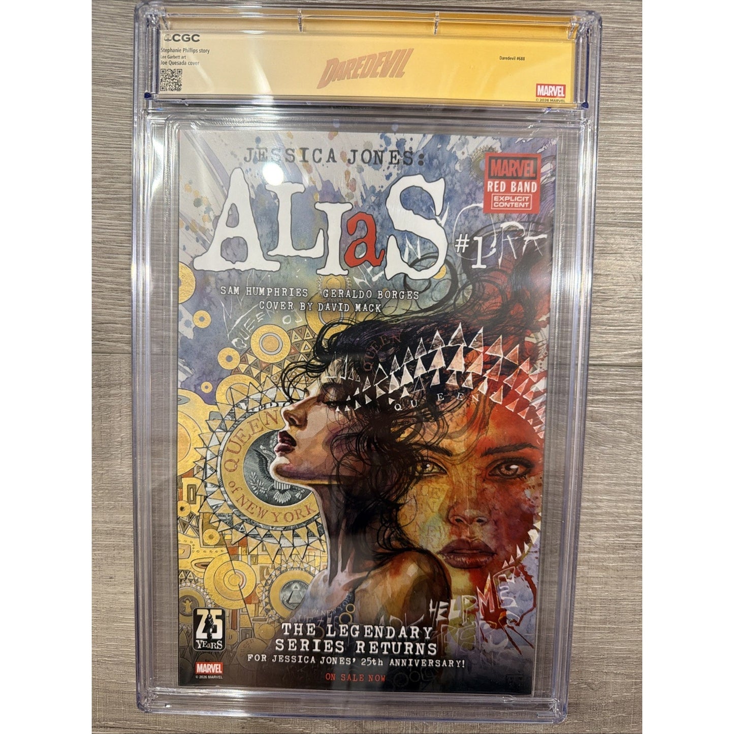 Daredevil #1 Joe Quesada 1:1000 CGC 9.8 Stephanie Phillips Comp Copy Signed (52061)