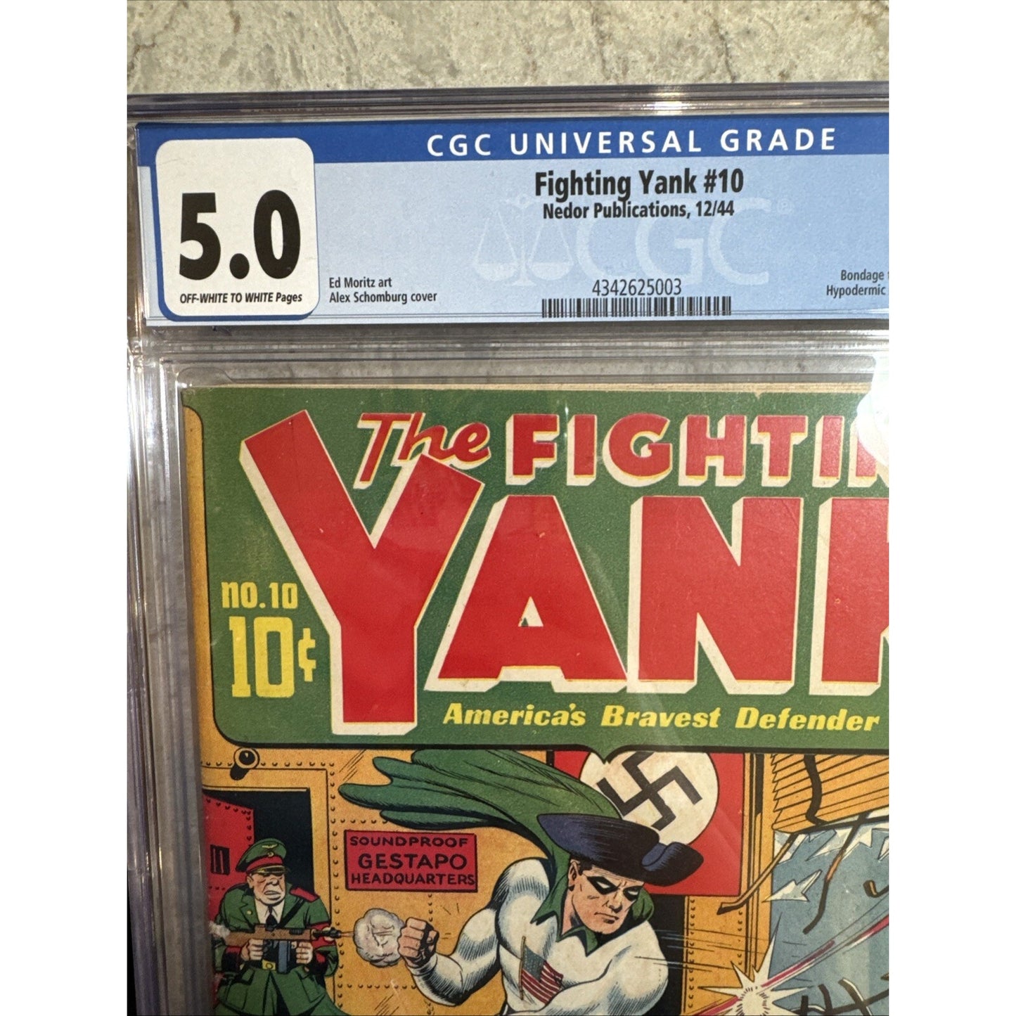 FIGHTING YANK #10 CGC 5.0 Bondage Torture COVER GOLDEN AGE 1944