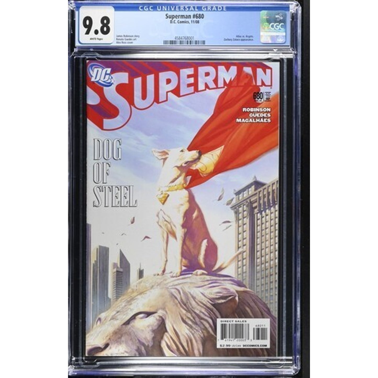CGC 9.8 - Superman #680. Atlas vs. Krypto. Zachary Zatara app. Alex Ross