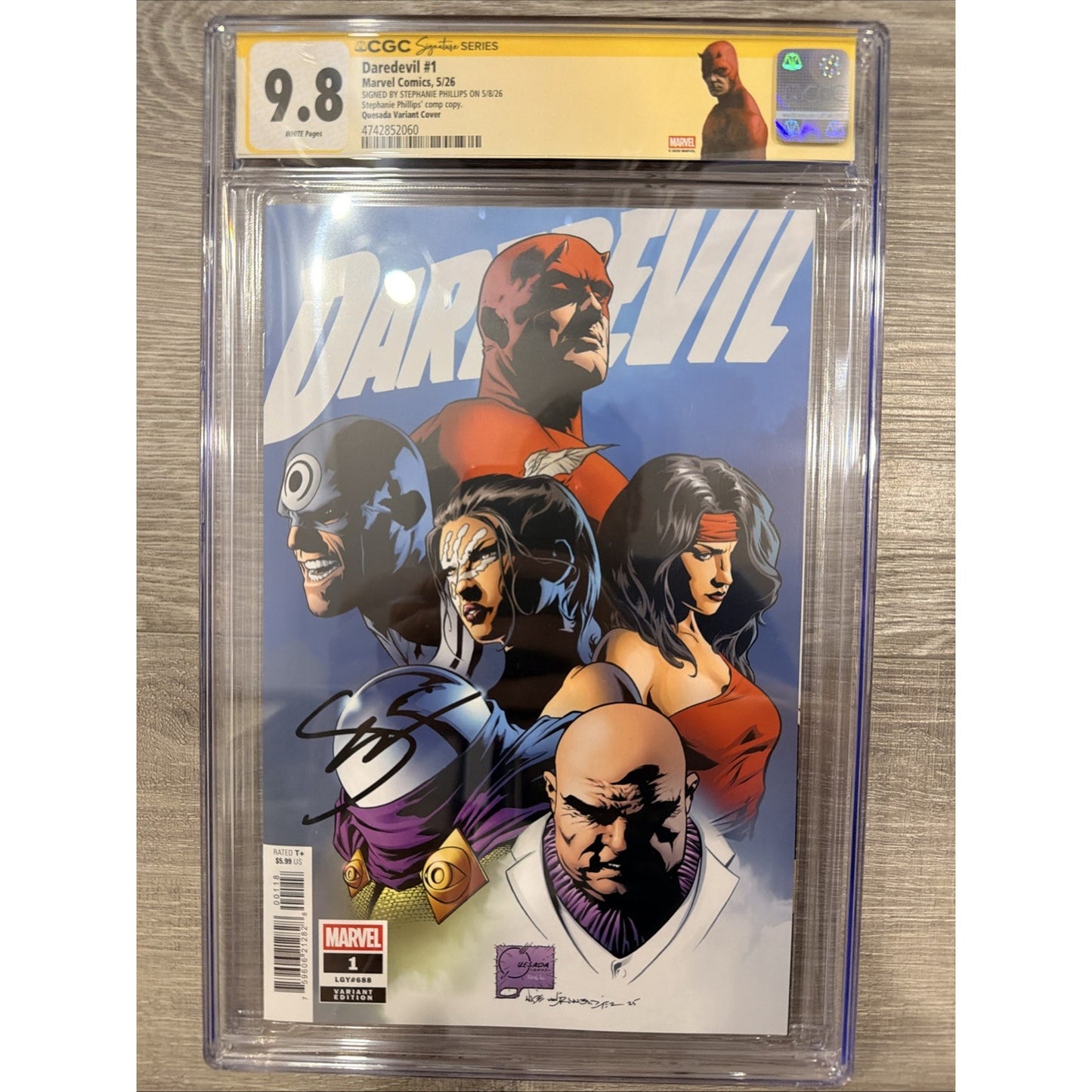 Daredevil #1 Joe Quesada 1:1000 CGC 9.8 Stephanie Phillips Comp Copy Signed (52060)