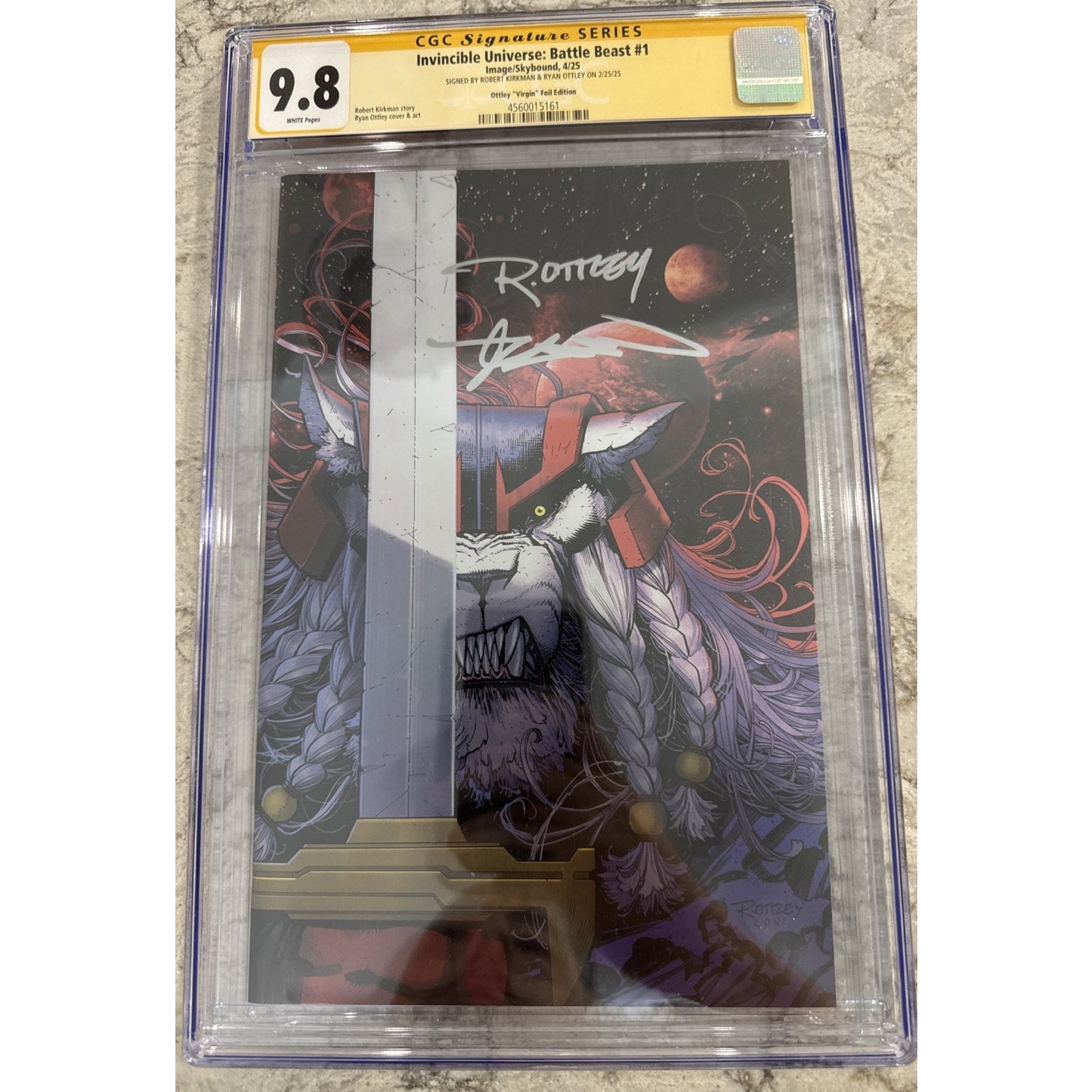 Invincible Universe: Battle Beast #1 1:1000 CGC 9.8 Signed Kirkman & Ottley